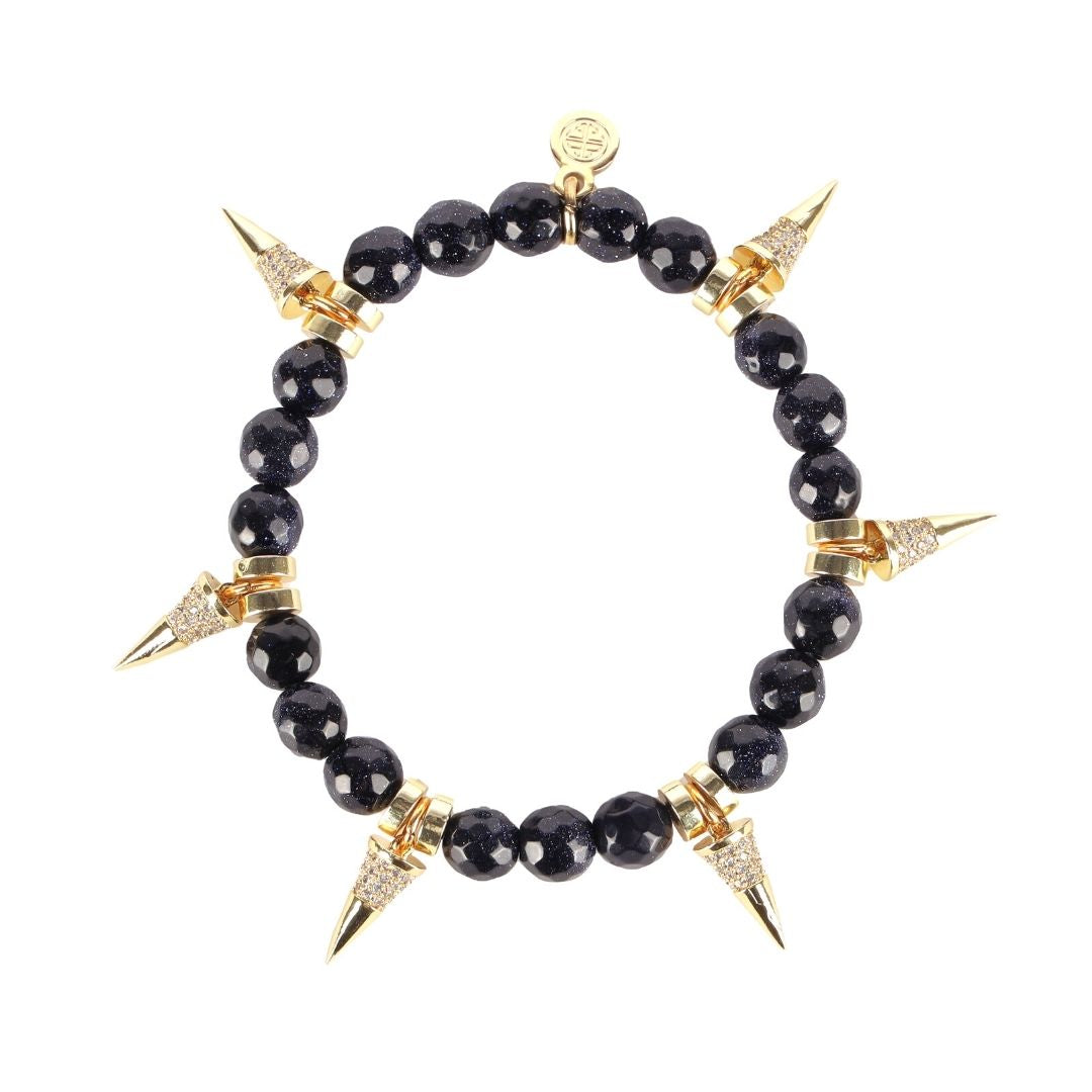 St. Barts Navy Beaded With Crystal Studs Bracelet | BuDhaGirl